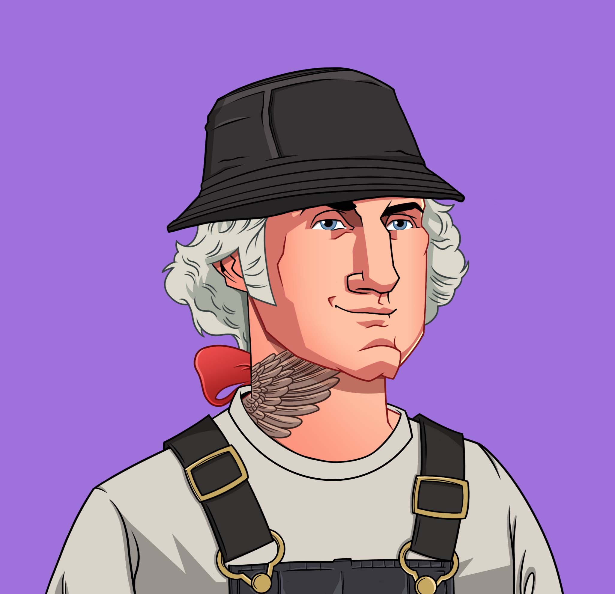 OG George Washington NFT - Tattooed Mechanic with Round Hat Smirk