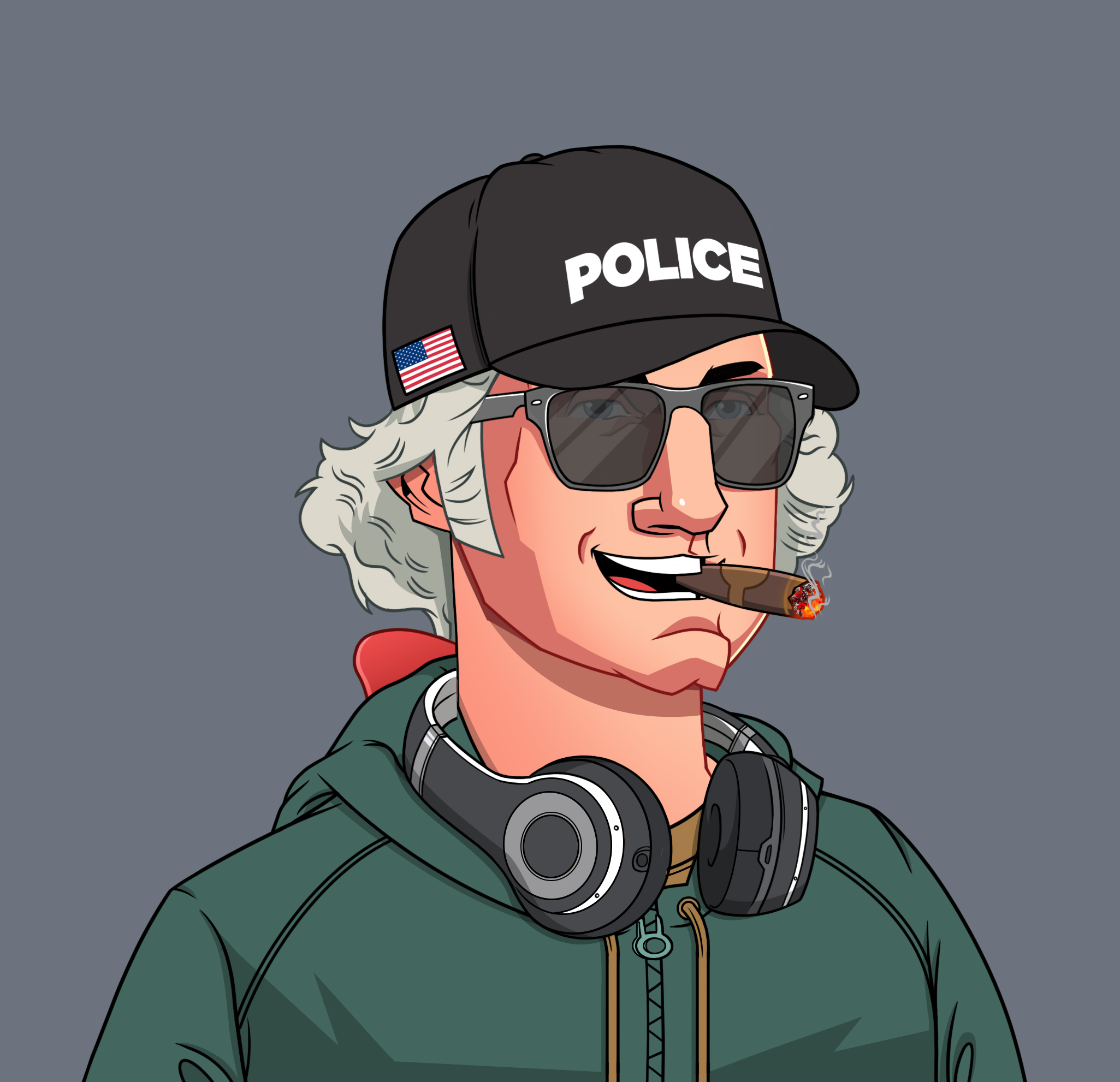OG George Washington NFT - Smoker Rockstar with Police Hat
